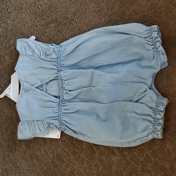 Baby Girls Carter's Blue CHAMBRAY Cotton Twill Romper Size 3 6 12 months NWT - Picture 5 of 6